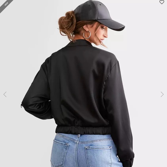 Stoosh Satin Cropped Bomber Jacket - Picture 5 of 9